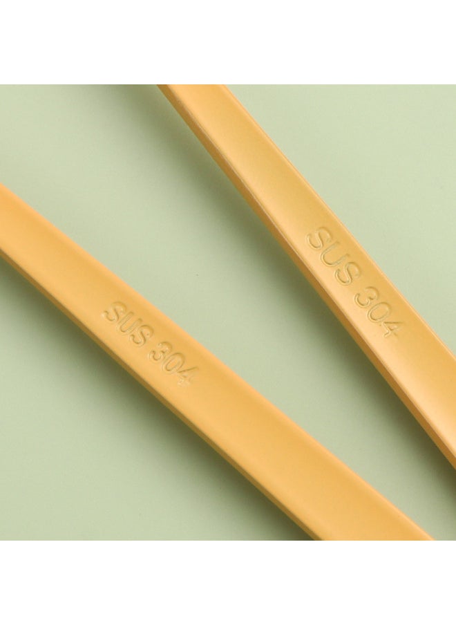 304 Stainless Steel Portable Tableware Fork Spoon Chopsticks Suit Korean-style Outdoor Gift Student Tableware Three-piece Set-Specifications:Orange Three-piece Set
