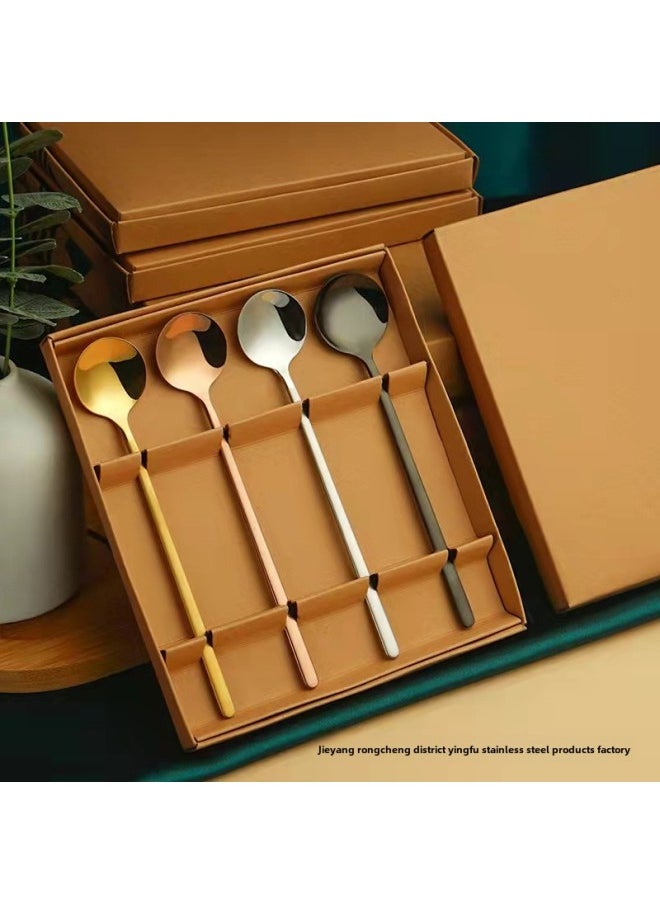 Star Bafeng Stainless Steel Spoon Set Exquisite Goddess Spoon Gift Four Pack Coffee Mixing Spoon Round Head Spoon Wholesale-Specifications:15 Titanium Plated Handle