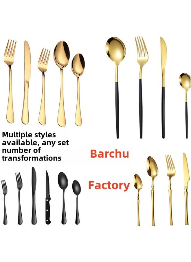 Stainless Steel Cutlery Suit Western Steak Cutlery ]-Specifications:(24 Sets Of Small Waist Knives, Forks And Spoons In Silver)