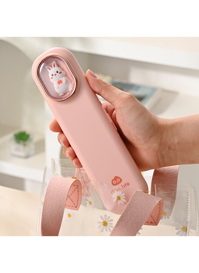 Direct Sales 304 Stainless Steel Student Office Worker Portable Tableware Travel Cartoon Set Chopsticks Spoon And Fork Three-piece Set-Specifications:Pink Three-piece Lunch Box Set