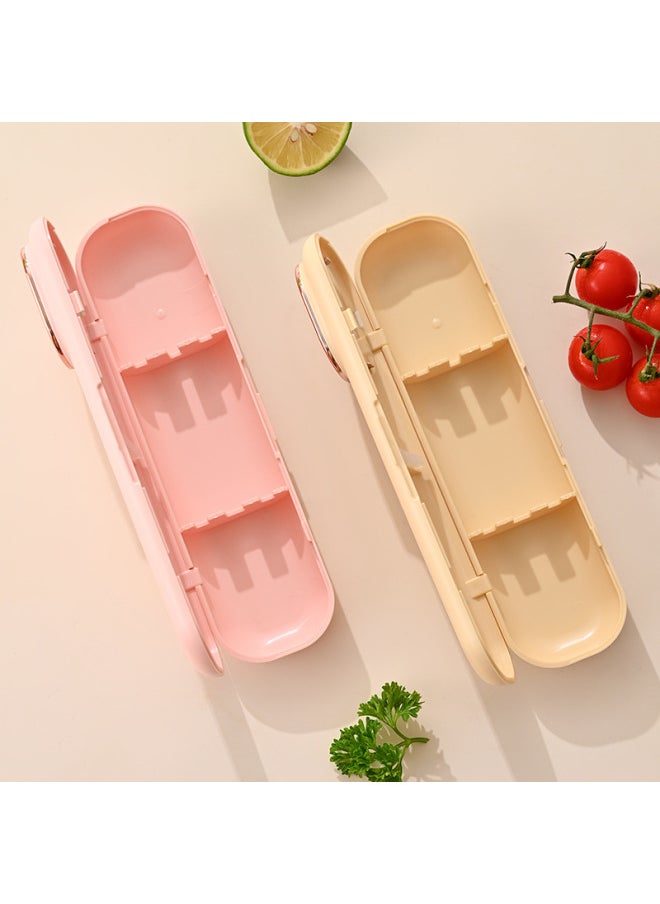 Direct Sales 304 Stainless Steel Student Office Worker Portable Tableware Travel Cartoon Set Chopsticks Spoon And Fork Three-piece Set-Specifications:Pink Three-piece Lunch Box Set