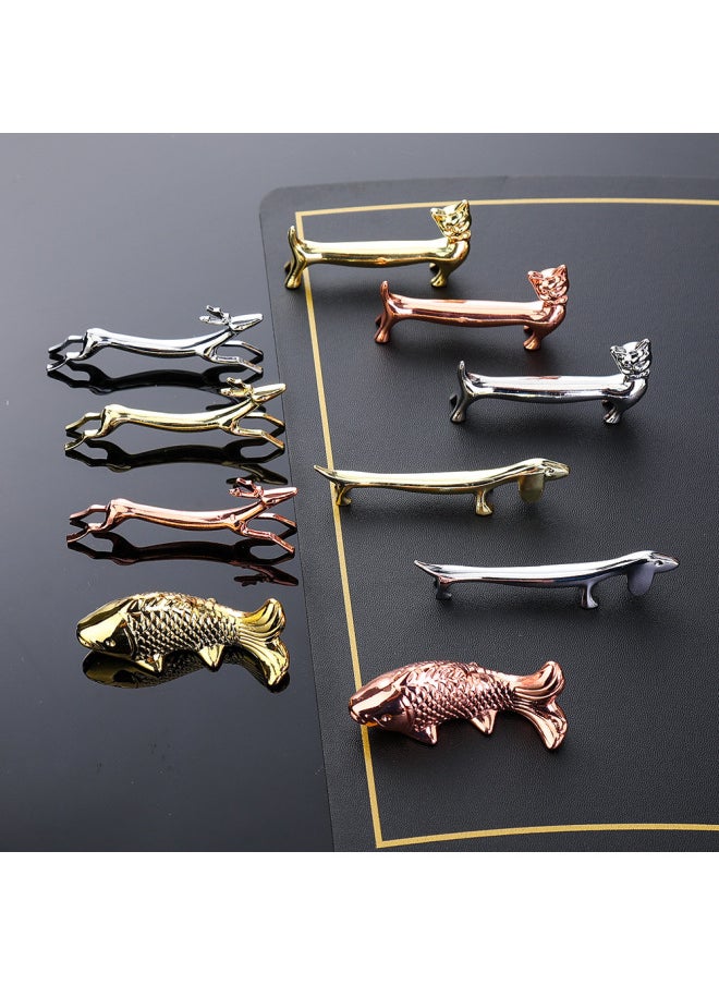 Alloy Sausage Cat Sausage Dog Wild Deer Chopsticks Holder Rose Gold Chopsticks Holder Pillow Soup Spoon Holder-Color:430-2# Golden Bright Carp Raccoon Rack