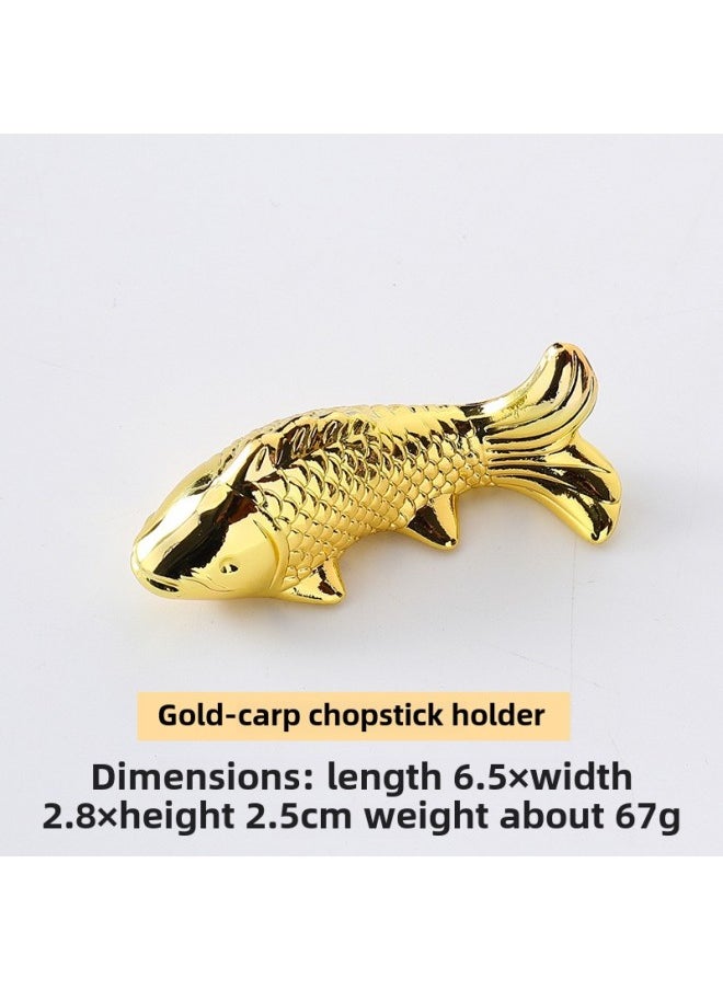 Alloy Sausage Cat Sausage Dog Wild Deer Chopsticks Holder Rose Gold Chopsticks Holder Pillow Soup Spoon Holder-Color:430-2# Golden Bright Carp Raccoon Rack
