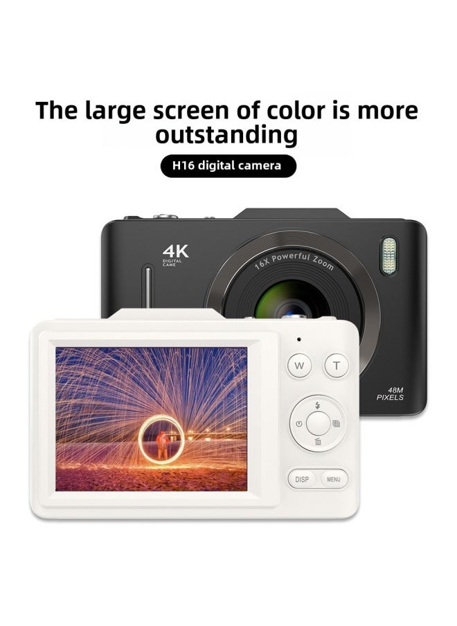 H16 Digital Camera CCD Student Camera 4K SLR Camera 2.8 Inch HD Screen Wholesale-Body Color:H16 White 64G Memory Card Android Huawei Adapter USB Card Reader