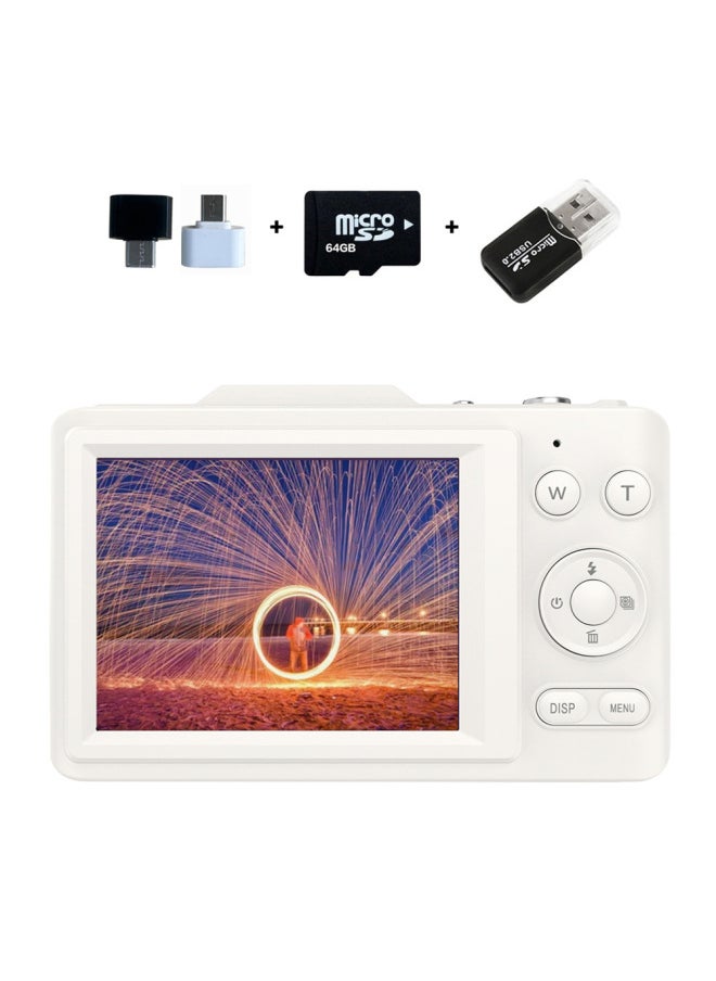 H16 Digital Camera CCD Student Camera 4K SLR Camera 2.8 Inch HD Screen Wholesale-Body Color:H16 White 64G Memory Card Android Huawei Adapter USB Card Reader