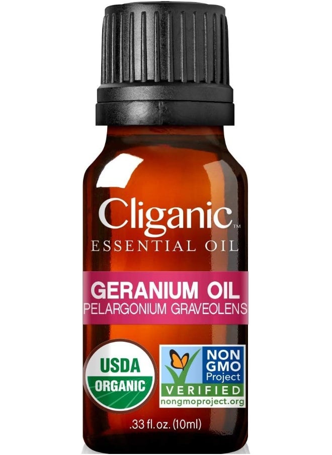 Cliganic Organic Geranium Essential Oil, 100% Pure Natural for Aromatherapy | Non-GMO Verified