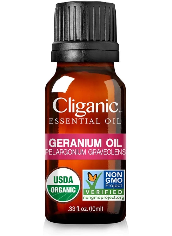 Cliganic Organic Geranium Essential Oil, 100% Pure Natural for Aromatherapy | Non-GMO Verified