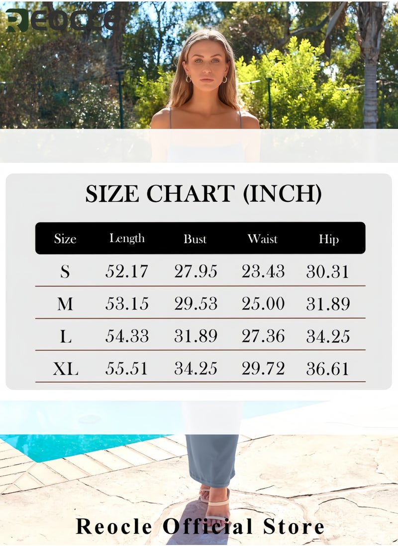 Womens Summer Casual Slip Dresses Spaghetti Strap Bodycon Maxi Dress