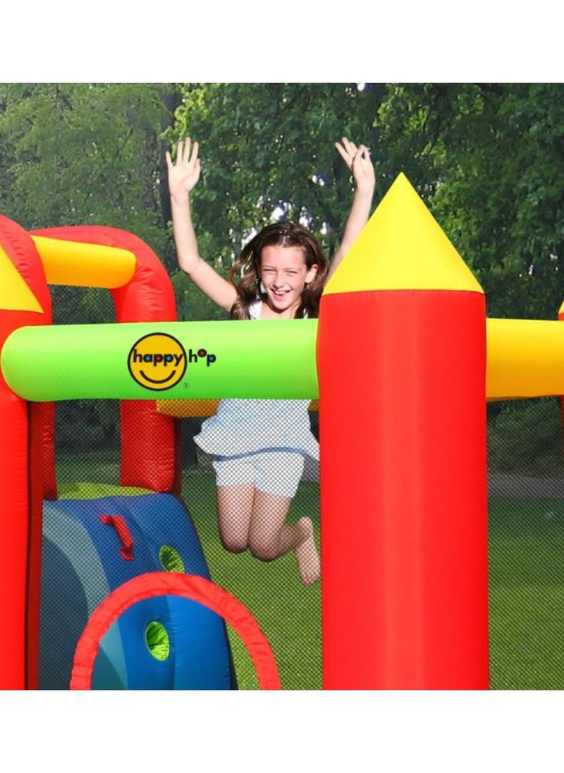 Happy Hop Jump & Splash Double Blaster Play Center with Water Slide, Climbing Wall and Water Cannons 400x300x220cm | Inflatable Bouncer | Inflatable Water Park Powered by Electric Blower | Jumping Castle for Outdoor Play | Water Play Adventure | Suitable for Ages 3+
