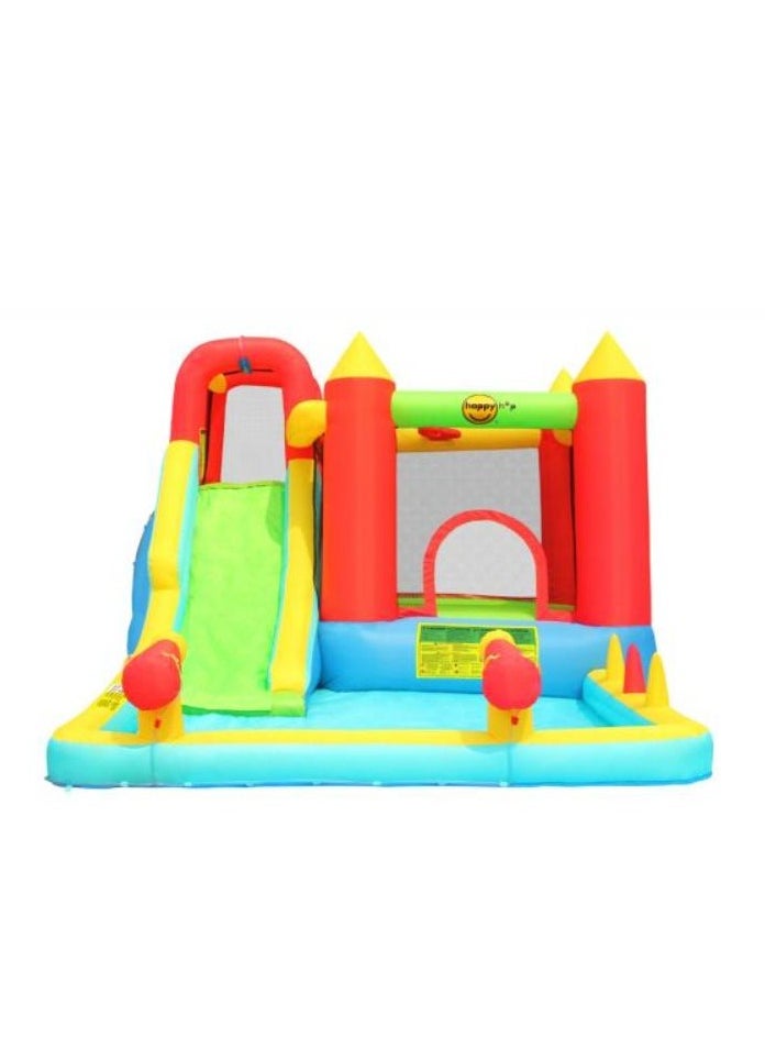 Happy Hop Jump & Splash Double Blaster Play Center with Water Slide, Climbing Wall and Water Cannons 400x300x220cm | Inflatable Bouncer | Inflatable Water Park Powered by Electric Blower | Jumping Castle for Outdoor Play | Water Play Adventure | Suitable for Ages 3+