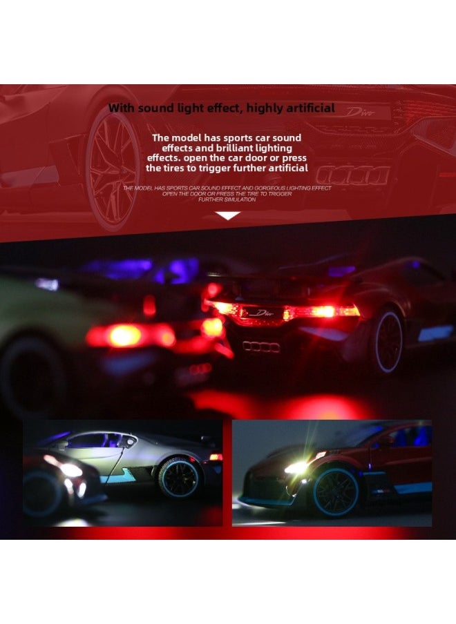 Boxed Skyhawk Simulation Bugatti DIVO Sports Car Children Acousto-optic Pullback Alloy Toy Car Model-Color:Grey
