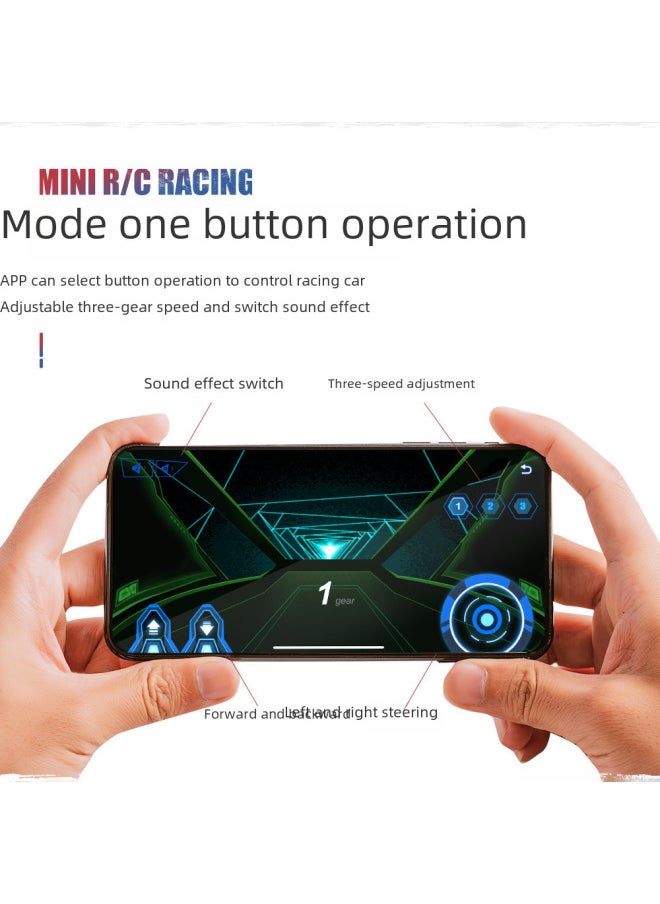 Strictly Select 2.4G Mini Coke Can Power Induction Four-way Remote Control Racing APP Dual-mode Car Toy Model-Color:Blue