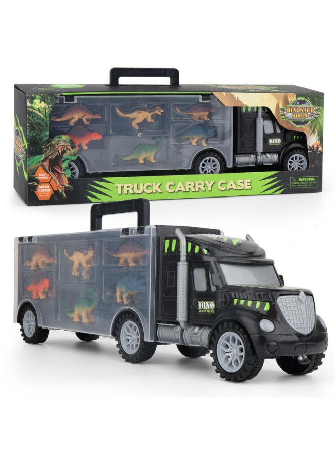 Children's DIY Dinosaur Portable Storage Container Truck Toy Suit Dinosaur Truck Model Boy Toy-Color:Storage Container Truck (send 6 Dinosaurs)