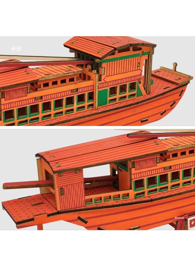 Boat Model Competition Pushing South Lake Model Assembled Diy Handmade Display Three-Dimensional Puzzle Toy-Color:Dream Number