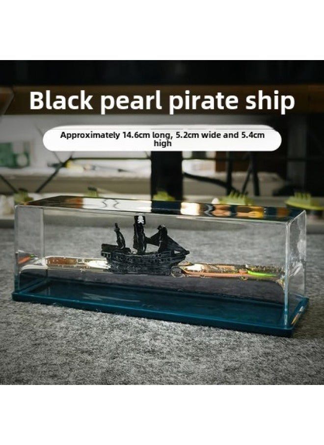 Shake Tone Cruise Boat Fluid Drifting Bottle Desktop Ornaments Boys Love Birthday Gift Table Titanic Ornaments-Color:Black Pearl Number