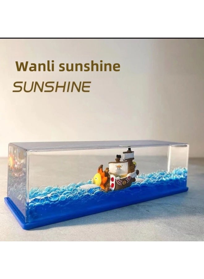 Shake Tone Cruise Boat Fluid Drifting Bottle Desktop Ornaments Boys Love Birthday Gift Table Titanic Ornaments-Color:Black Pearl Number