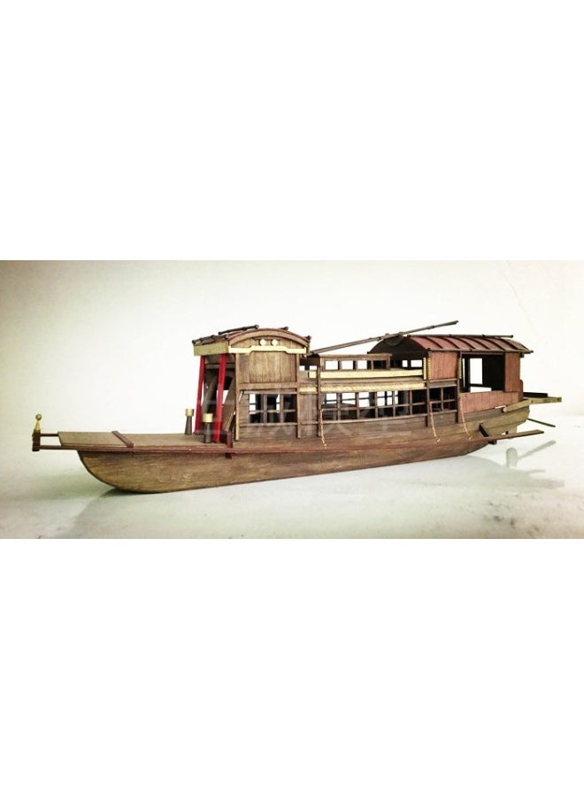 South Lake Red Boat Wooden Assembled Kit Chinese Ship Model-Color:1:75 Cherry Wood Version