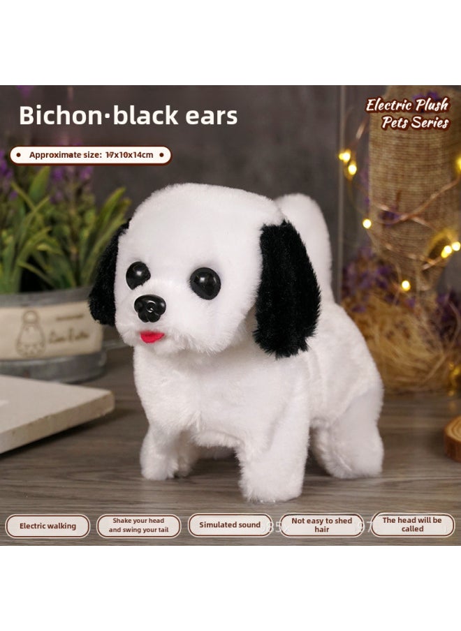 Children's Simulated Teddy Rabbit Electric Pet Dog Plush Walking Barking Toy Electronic Pet Dog Toy-Color:Bixiong ]-Specifications:Rope Bell Rechargeable Battery 2 Chargers 6-piece Portable Cage