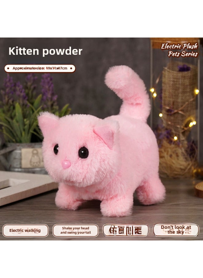 Children's Simulated Teddy Rabbit Electric Pet Dog Plush Walking Barking Toy Electronic Pet Dog Toy-Color:Kitten ]-Specifications:OPP Bag + Traction Rope