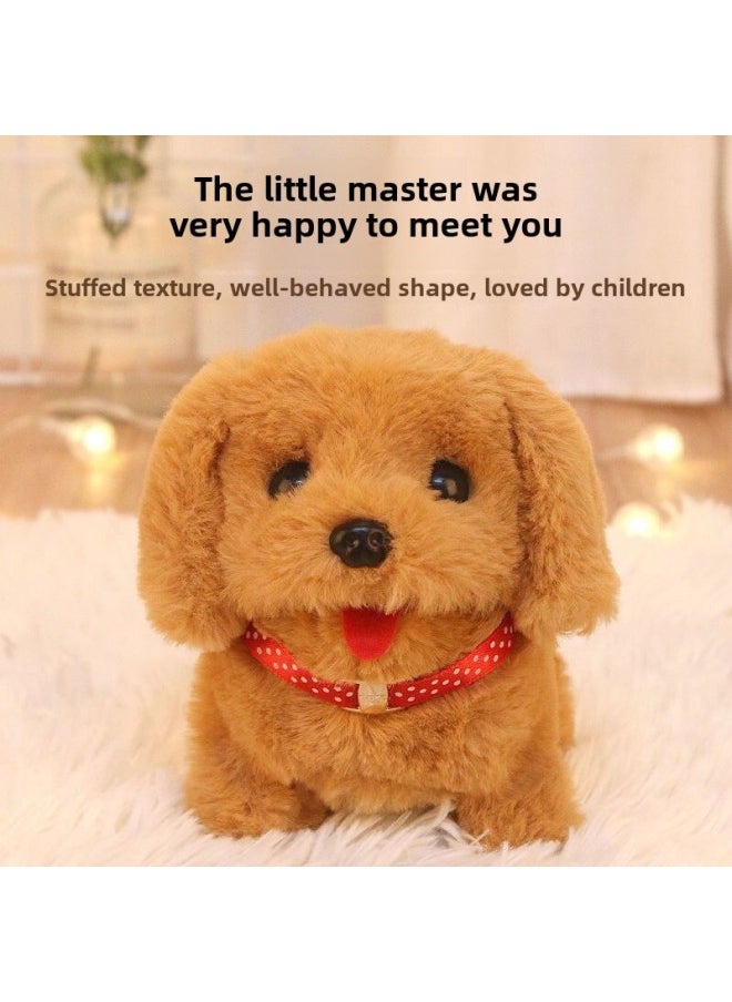 Electric Simulation Animal Plush Pet Dog Small White Rabbit Beating Sound Adorable Pet Teddy Dog Husky Tail Swing-Colors:Brown Golden Retriever-Specifications:No Battery