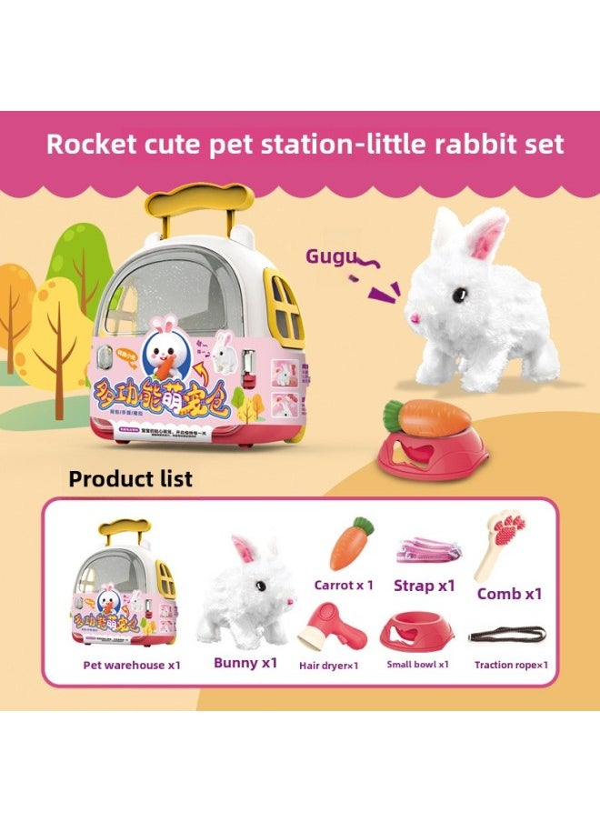 Children's Simulation Electric Pet Dog Plush Rabbit Will Go And Call Pet Cat Boys And Girls Gift Toys Wholesale-Color:Multifunctional Cute Pet Warehouse (electric Plush Rabbit)