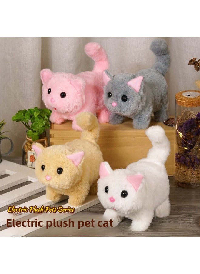 Electric Rabbit Plush Colorful White Rabbit Simulation Pet Walking And Calling And Moving Mouth Shaking Ears Pet Toy-Color:Light Radish Rabbit ]-Specifications:Naked