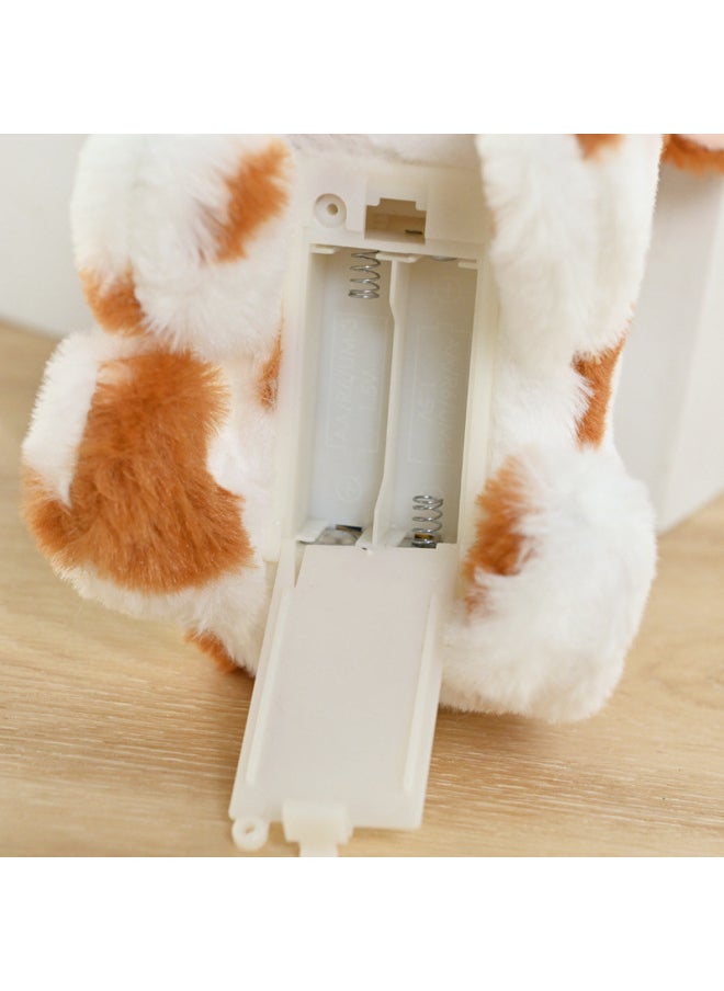 The Simulation Of Electric Plush Cows Can Walk Moo Call Sound Tail Electronic Pet Children's Toys-Color:Bell Cow (Powder)