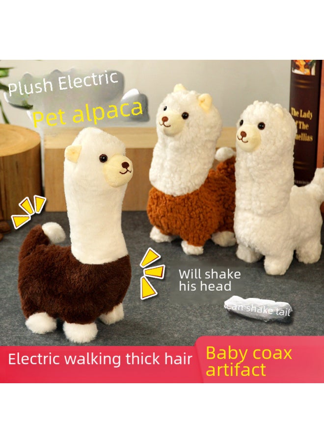 Children's Simulated Teddy Rabbit Electric Pet Dog Plush Walking Barking Toy Electronic Pet Dog Toy-Color:Golden Hair -Specifications:Tow Rope Bell Battery Screwdriver