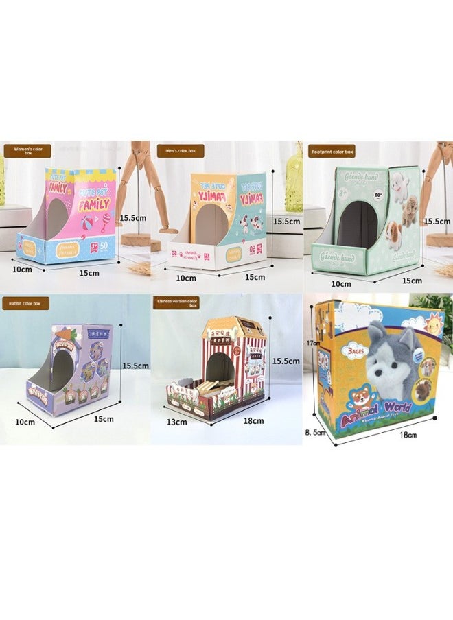 Simulation Plush Electric Puppy Color Box Will Walk Will Call Pet Dog Electronic Dog Girl Children's Day Gift Box-Color:Footprint Color Box