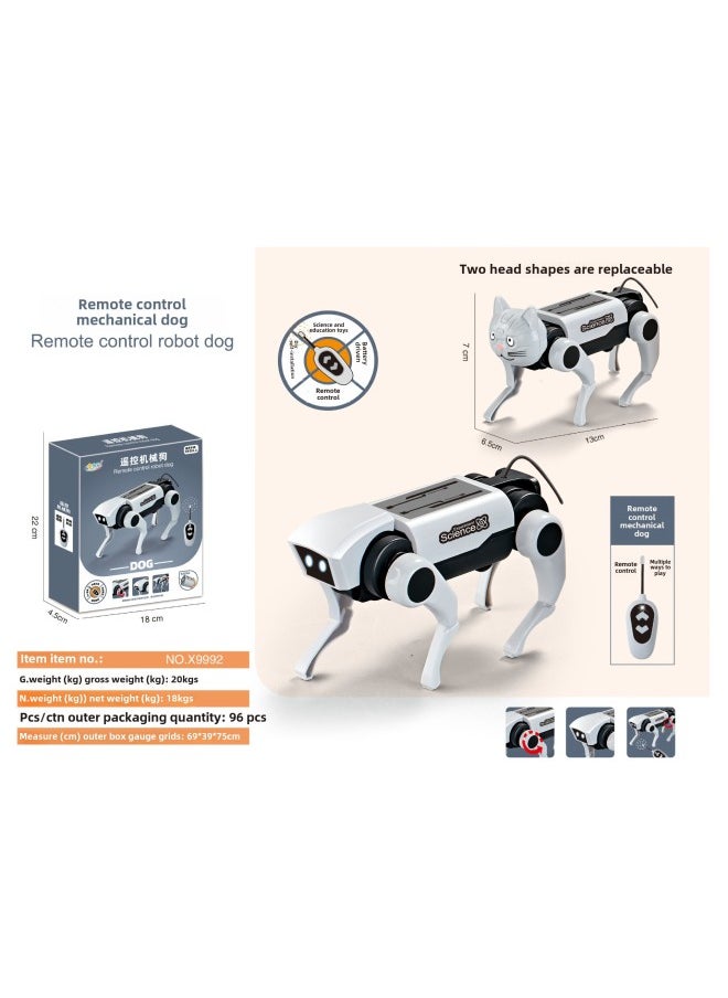 Science And Education Remote Control Mechanical Dog Solar Dog Pet DIY Assembled Electric Toy Teaching Aids Institution Gift-Color:X9992 Remote Control Mechanical Dog (Packing 96 PCs)