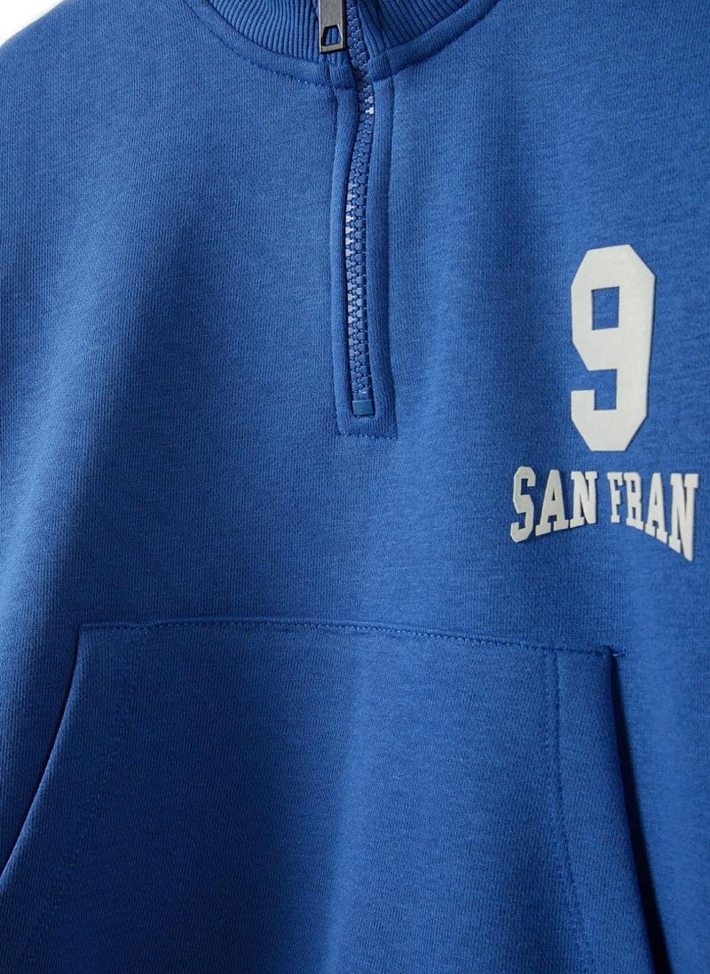 Boys Tracksuit with Print – 2 Piece Half Zip Set