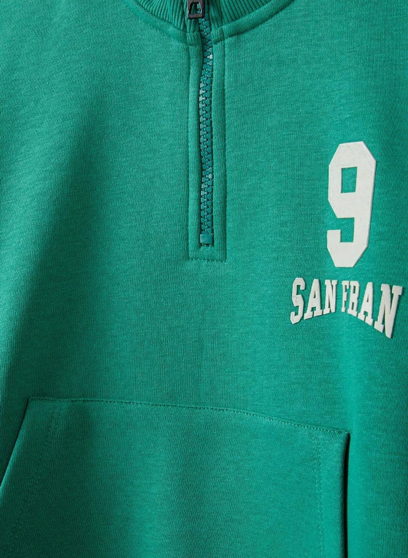 Boys Tracksuit with Print – 2 Piece Half Zip Set