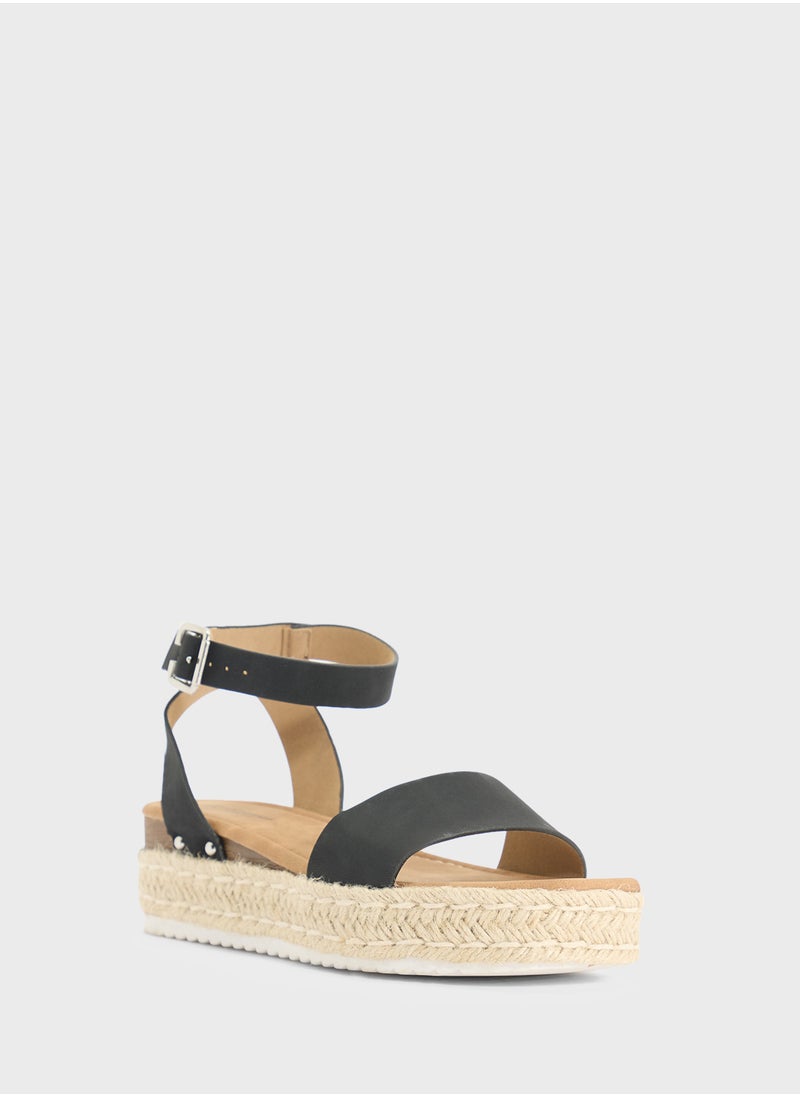 Low Wedge Ankle Strap Sandal