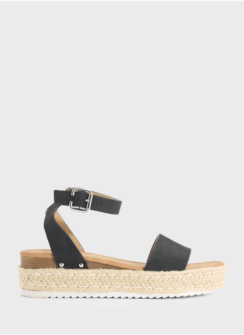 Low Wedge Ankle Strap Sandal