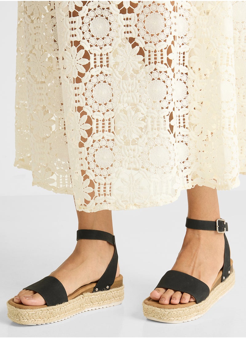 Low Wedge Ankle Strap Sandal