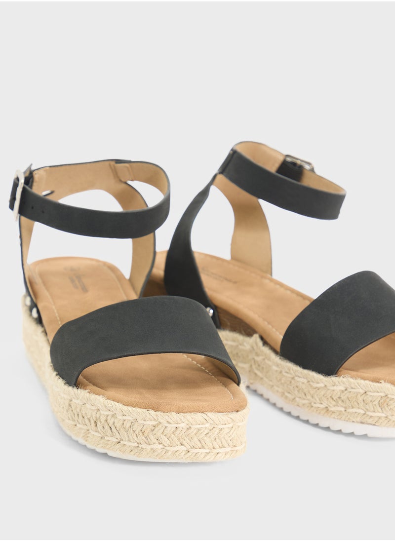 Low Wedge Ankle Strap Sandal