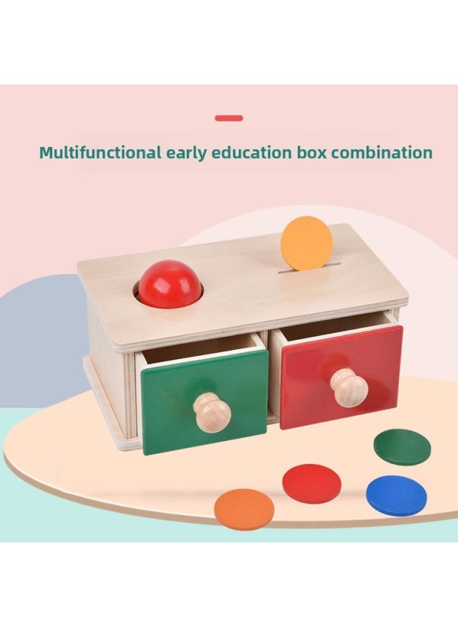 Montessori Early Childhood Education Round Ball Coin Box Drawer Game Permanent Target Box Textile Drum 1-3 Years Old Teaching Aids-Color:Winder-ball P0.48 Kg