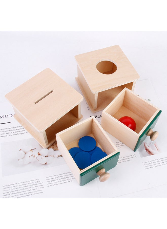 Montessori Early Childhood Education Round Ball Coin Box Drawer Game Permanent Target Box Textile Drum 1-3 Years Old Teaching Aids-Color:Winder-ball P0.48 Kg
