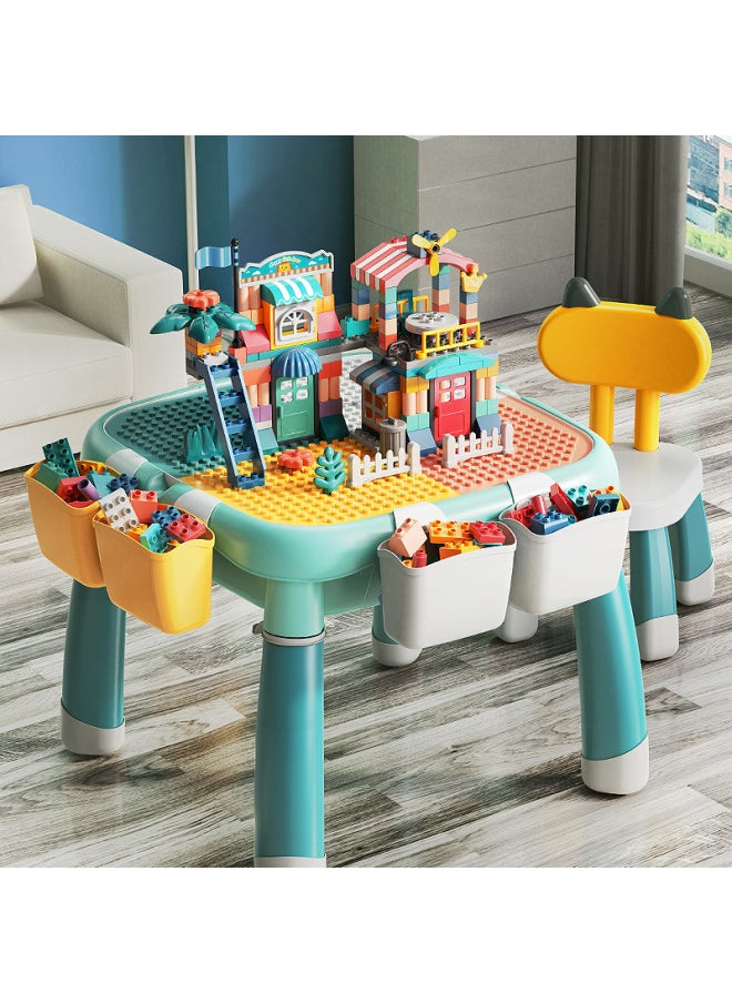 Large-particle Multi-functional Height-increasing Learning Building Block Table Children's Educational Assembly Toys For Boys And Girls-Color:Large Particle Building Block Table +100 Particle Animal (bag)