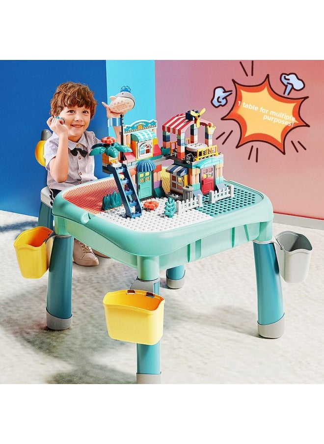 Large-particle Multi-functional Height-increasing Learning Building Block Table Children's Educational Assembly Toys For Boys And Girls-Color:Large Particle Building Block Table +100 Particle Animal (bag)