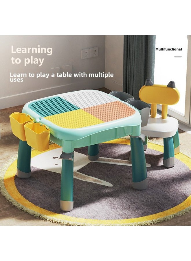 Large-particle Multi-functional Height-increasing Learning Building Block Table Children's Educational Assembly Toys For Boys And Girls-Color:Large Particle Building Block Table +100 Particle Animal (bag)