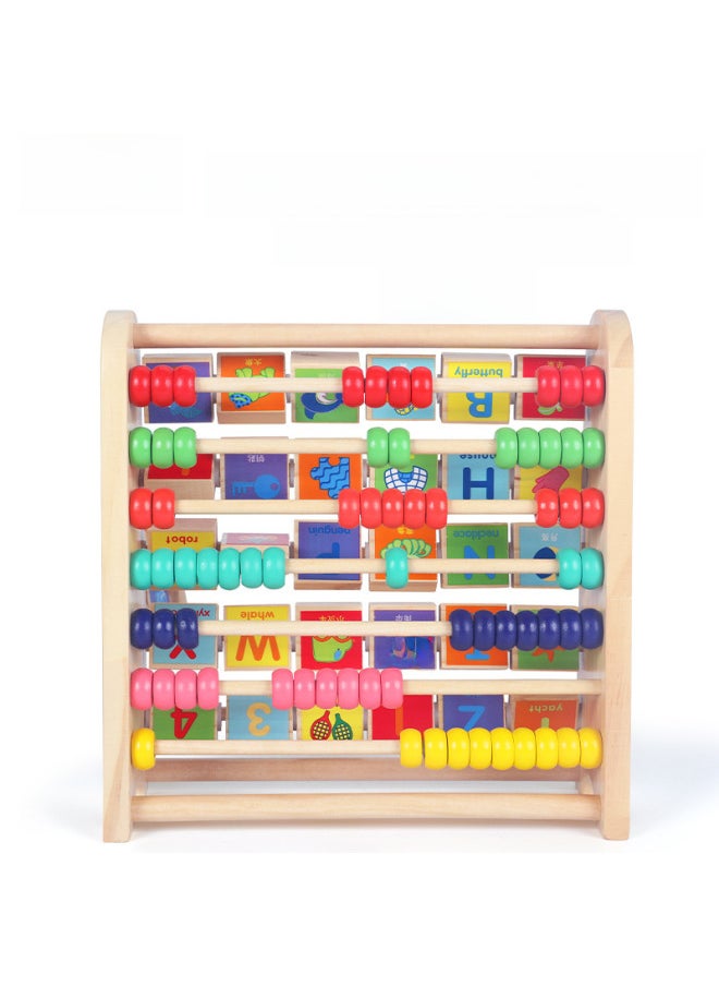 Wooden Multi-functional Children's Reading Pictures And Learning Pinyin Two-in-one Flip Learning Computing Rack Early Education Cognitive Educational Toys-Color:Two-in-one Puzzle Learning Rack