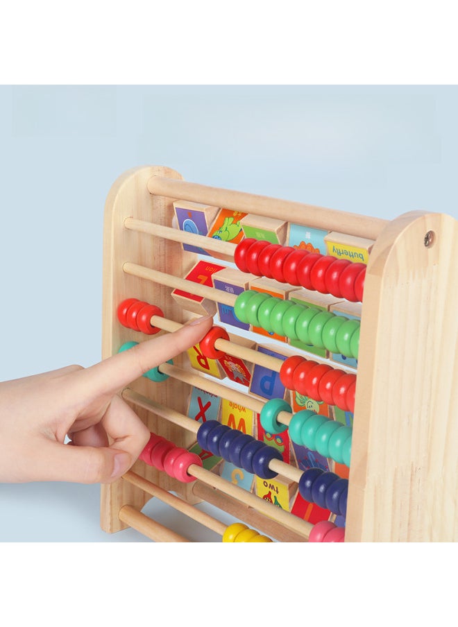 Wooden Multi-functional Children's Reading Pictures And Learning Pinyin Two-in-one Flip Learning Computing Rack Early Education Cognitive Educational Toys-Color:Two-in-one Puzzle Learning Rack