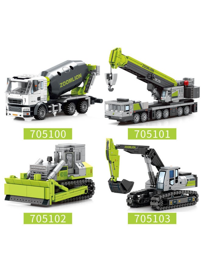 Senbao 705100-705103 Project Mixing Transportation Lifting Bulldozer Children's Puzzle Small Particle Building Blocks-Color:Senbao 705103 Excavator