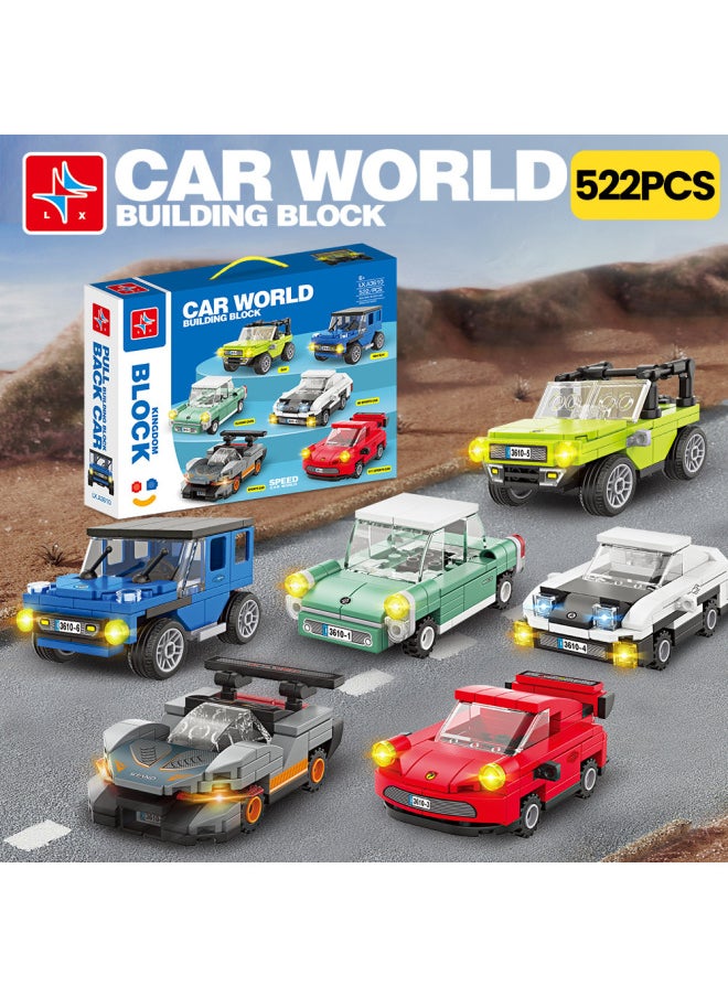 Urban Transportation Series Compatible With Lego Small Particle Blocks Bus Truck Container Car Assembled Toys-Color:Car World 2-pull Back Inertia Car