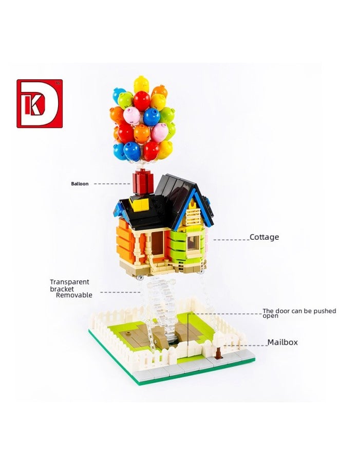 DK7025MOC Flying House Ring Travels Balloon Cabin Tension Balance Anti-gravity Suspension Street View Small Particle Building Blocks-Color:20811-Kouromi