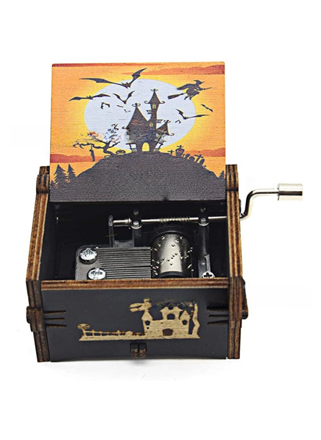 Wooden Music Box Carving Music Box Wooden Painted Hand Music Box Music Box UV Color Printing Halloween Eve-Color:Halloween J