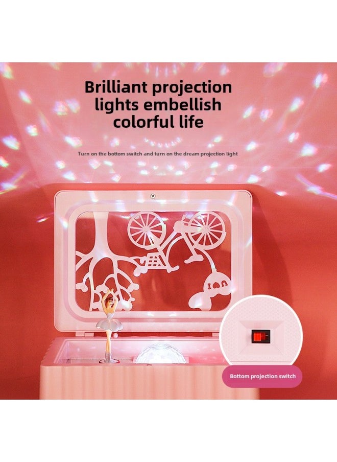 Music Box Rotating Dancing Ballet Projection Lamp Crystal Ball Aisha Princess Children Birthday Gift Necklace Music Box-Color:Giraffe Paradise