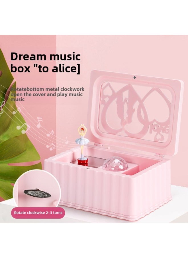 Music Box Rotating Dancing Ballet Projection Lamp Crystal Ball Aisha Princess Children Birthday Gift Necklace Music Box-Color:Giraffe Paradise