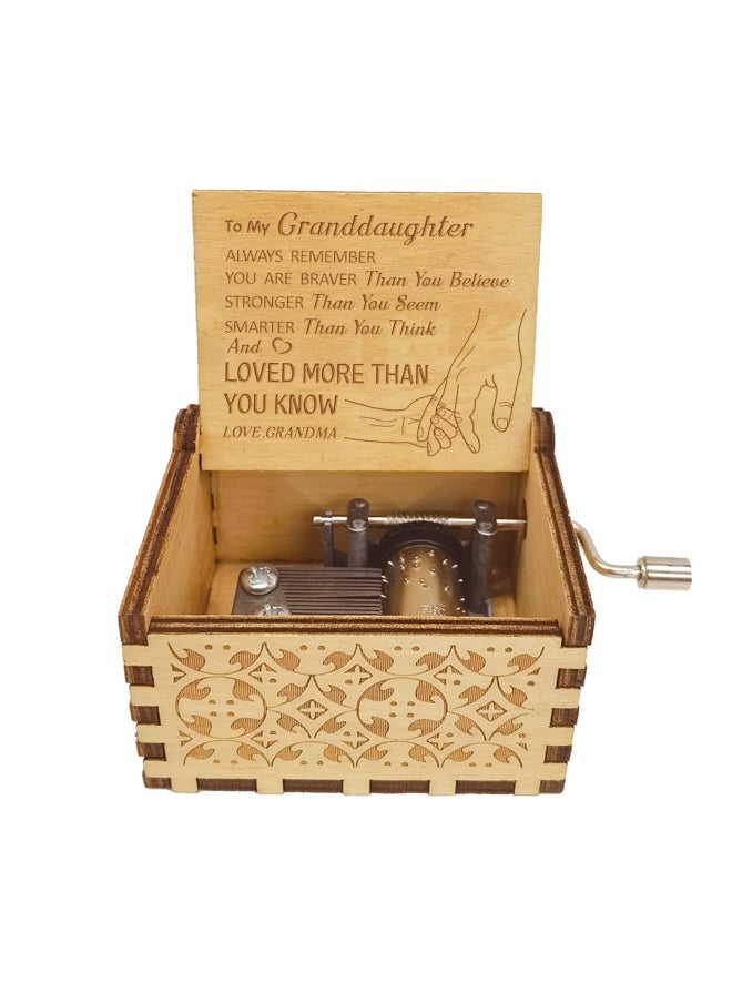 Wooden Music Box Decoration Classical Carving Hand-cranked Music Box Crafts Gift Gift In Stock-Color:Wood Color-for Granddaughter 1